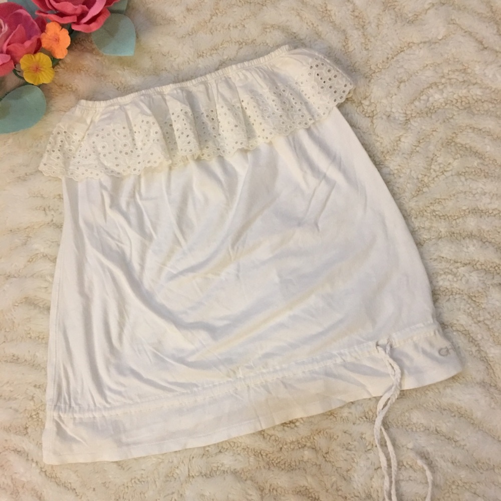 Gilly Hicks cute tube top with eyelet ruffles S